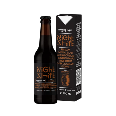 Night Shift 2025: Russian Imperial Stout Aged In Bourbon & Bourbon Maple Syrup Barrels With Chocolate & Coffee