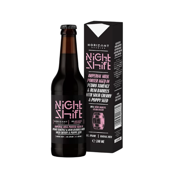 Night Shift 2024: Imperial Milk Porter Aged In Pedro Ximénez & Rum Barrels With Sour Cherry And Poppy Seed